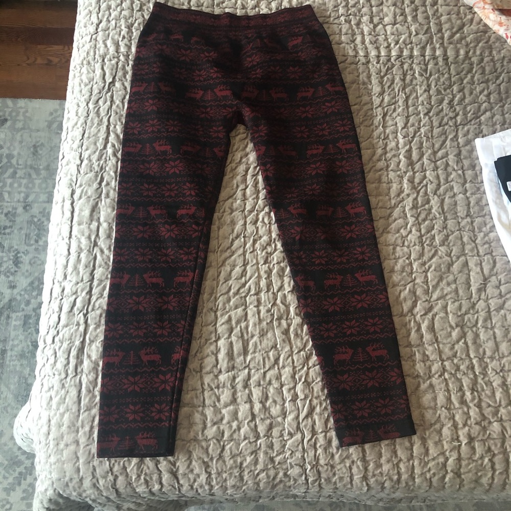 Black and red reindeer leggings Rudolf Christmas Sweatpants